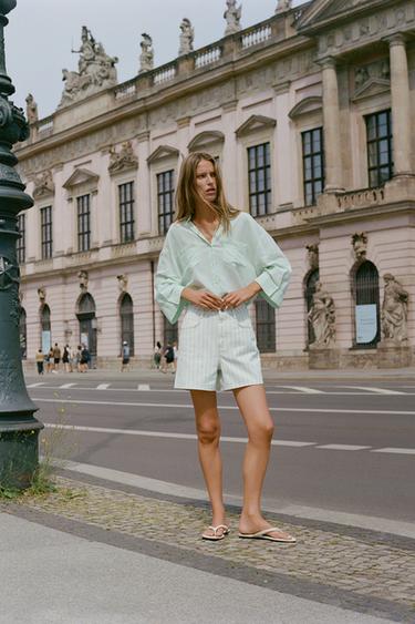 Z1975 MOM FIT SHORTS - striped by Zara