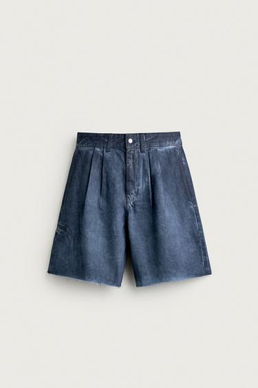 IRREGULAR WASH RELAXED FIT BERMUDA SHORTS - Blue by Zara
