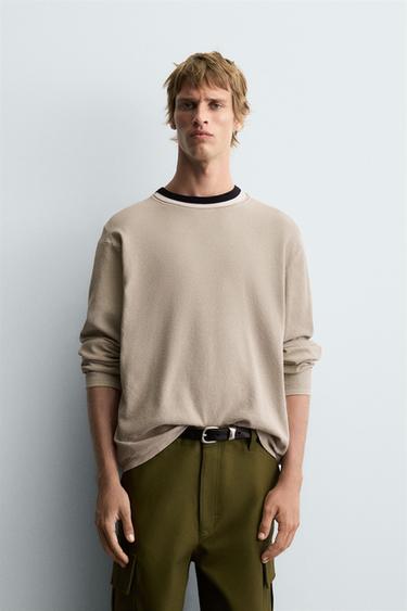 TEXTURED WASHED SWEATER - Sand by Zara
