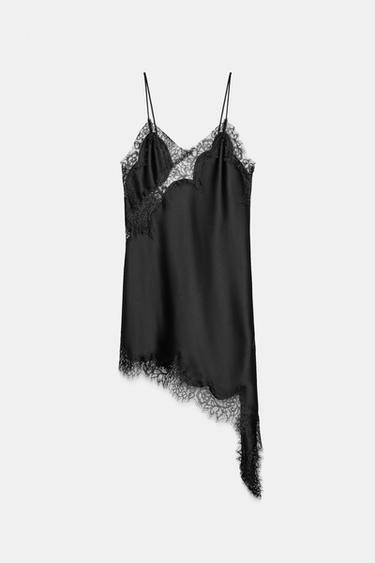 ASYMMETRIC LACE DRESS ZW COLLECTION - Black by Zara