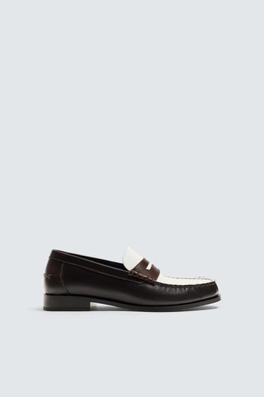 LEATHER PENNY LOAFERS - Multicoloured by Zara