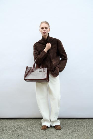 LEATHER TOTE - Burgundy Red by Zara - Image 0