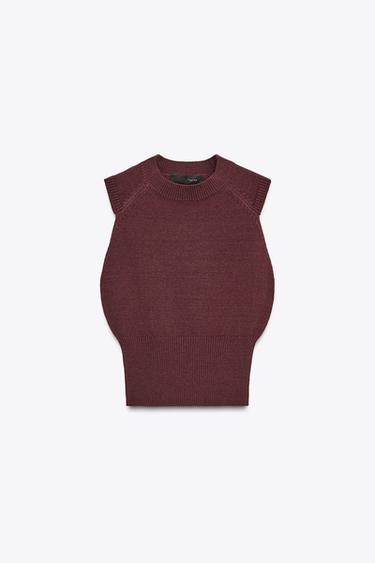 SLEEVELESS KNIT TOP - Aubergine by Zara - Image 0