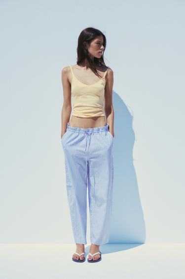 BARREL TROUSERS - Brown-Blue by Zara