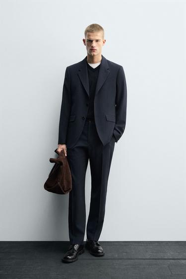 100% WOOL SUIT BLAZER - Navy blue by Zara