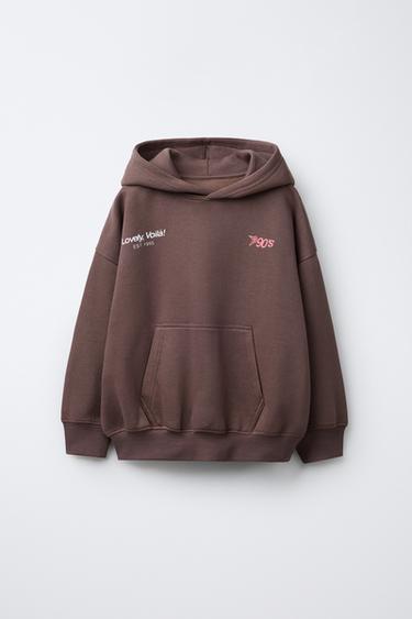 SLOGAN PRINT HOODIE - Brown by Zara