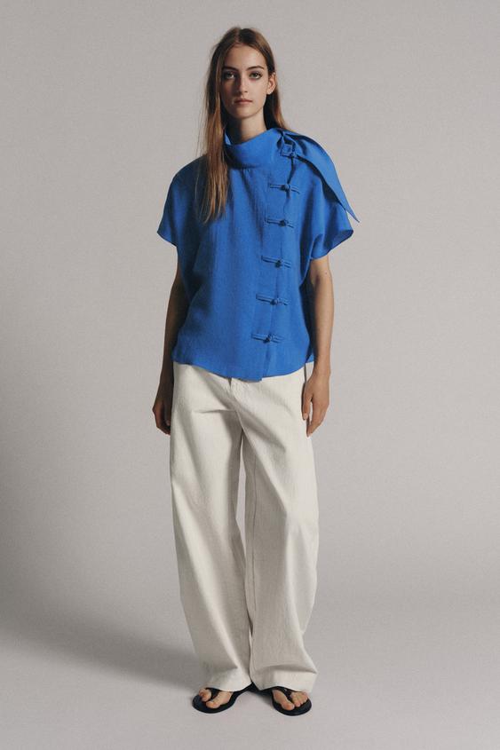 ZW COLLECTION SHIRT WITH FROG FASTENING - Bluish by Zara - Image 0