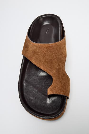 LIMITED EDITION FLAT SPLIT SUEDE SANDALS - Brown by Zara