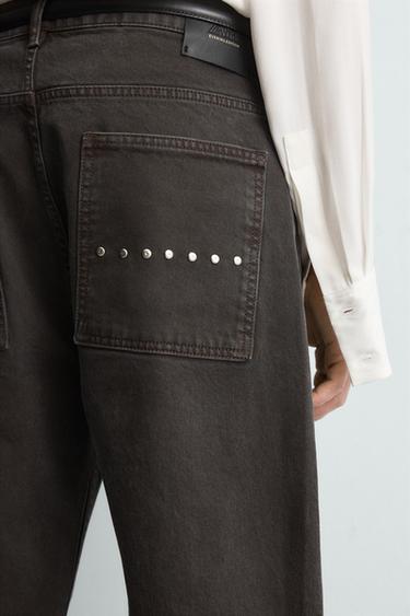 WAXED FLARE FIT JEANS - Brown by Zara