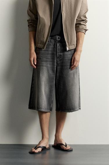 BAGGY FIT DENIM JORTS - Grey by Zara