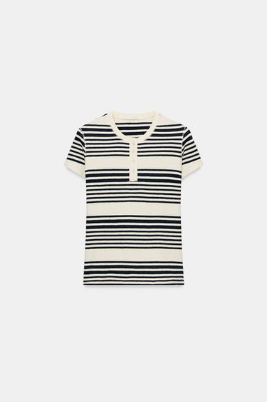 STRIPED HENLEY T-SHIRT - striped by Zara