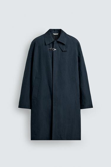 TECHNICAL PADDED TRENCH COAT WITH FIREMAN CLASP - Navy blue by Zara