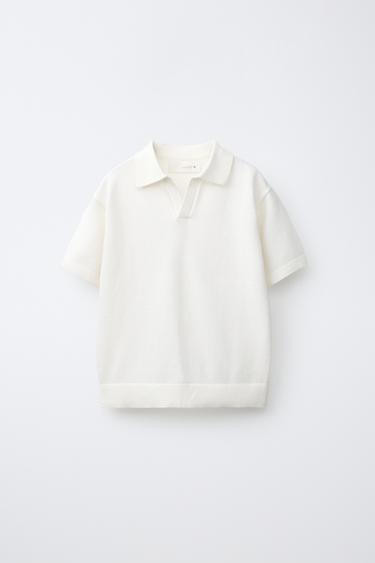 KNIT PIQUÉ POLO SHIRT - White by Zara