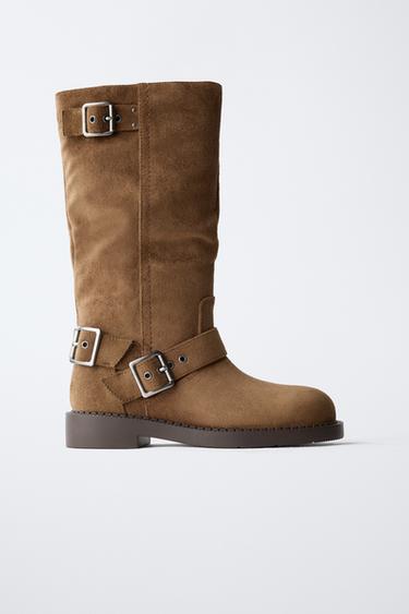 BUCKLED KNEE-HIGH BOOTS - Brown by Zara