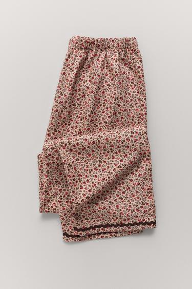 AGES 6-14 / LACE TRIM FLORAL PYJAMAS - Pink by Zara