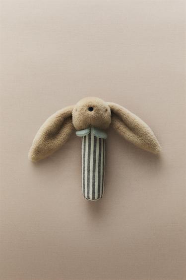 CHILDREN’S RABBIT SOFT TOY RATTLE - Dark beige by Zara