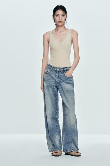 TRF BAGGY BALLOON MID-WAIST JEANS - Blue by Zara