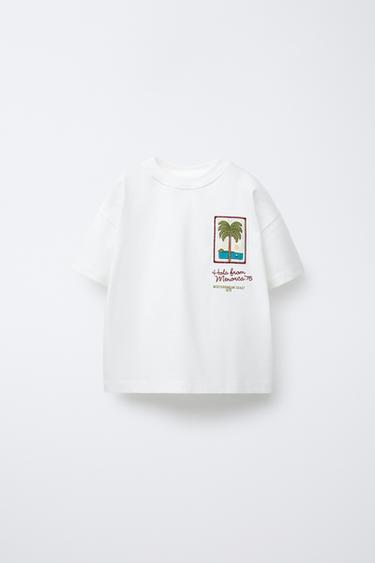 PALM TREE PATCH T-SHIRT - Ecru by Zara - Image 0