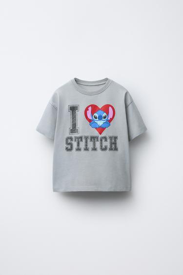 LILO & STITCH © DISNEY GLITTER PRINT T-SHIRT - Anthracite grey by Zara
