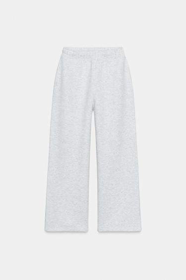 BASIC STRAIGHT FLEECE TROUSERS WITH ADJUSTABLE HEM - Grey marl by Zara