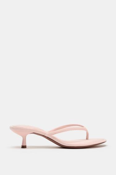 SOFT-FINISH KITTEN HEEL SANDALS - Pink by Zara