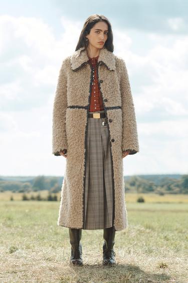 LONG FAUX SHEARLING COAT - LIMITED EDITION - Light brown by Zara