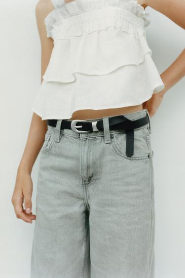 LEATHER EFFECT BELT - Black by Zara