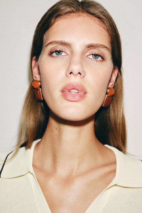 GEOMETRIC RESIN EARRINGS - Orange by Zara - Image 0