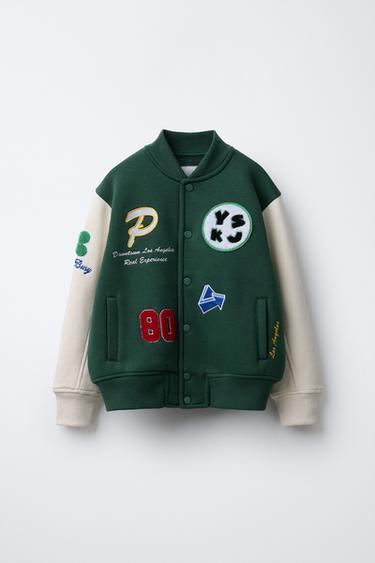 VARSITY PATCH BOMBER JACKET - Green by Zara - Image 0