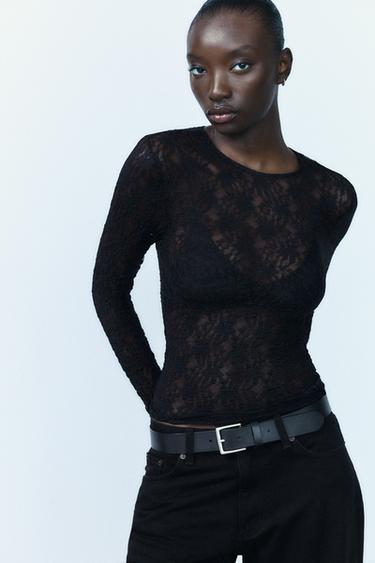 LACE TOP - Black by Zara