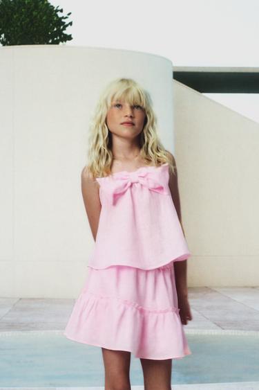 100% LINEN BERMUDA SKORT - Pink by Zara