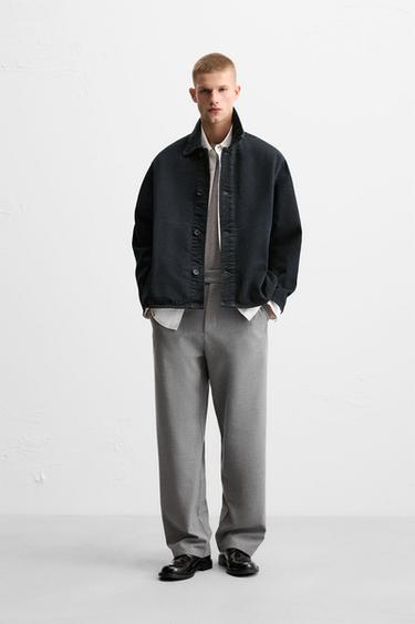 TEXTURED STRAIGHT-LEG TROUSERS - Grey by Zara - Image 0