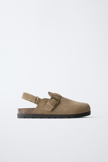 SPLIT SUEDE CLOGS - Sand Brown by Zara