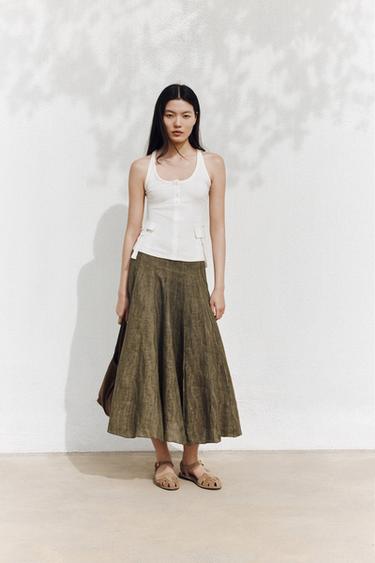 MATCHING RIBBED TOP - Ecru by Zara