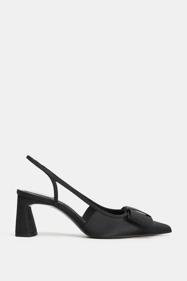 SLINGBACK HEELS WITH BOW DETAIL - Black by Zara