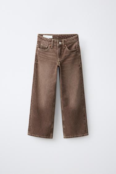 WIDE-LEG JEANS - Brown by Zara