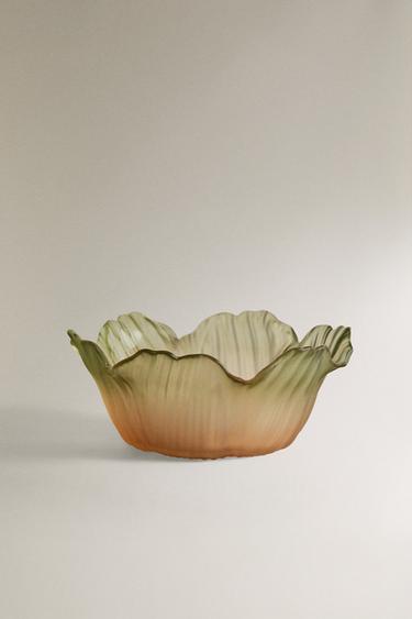 FLOWER GLASS BOWL - Green by Zara