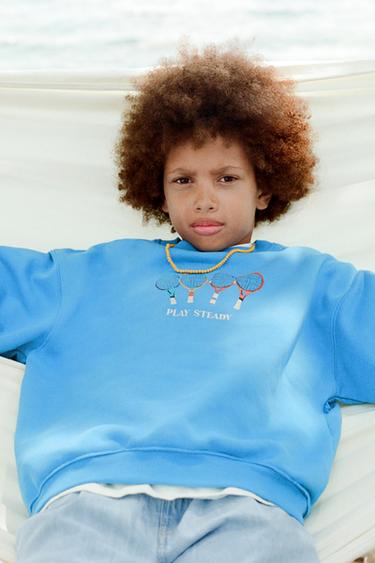 TENNIS EMBROIDERED SWEATSHIRT - Bluish by Zara