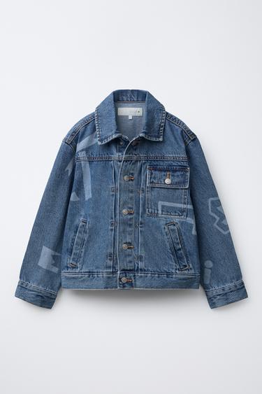 PRINTED DENIM JACKET - Blue by Zara
