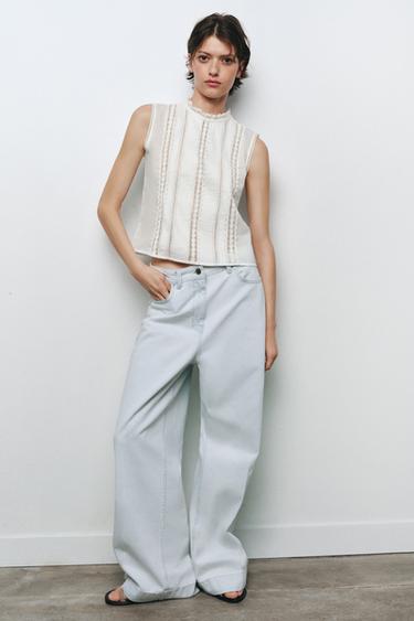 ZW COLLECTION LOOSE HIGH-WAIST JEANS - Sky blue by Zara