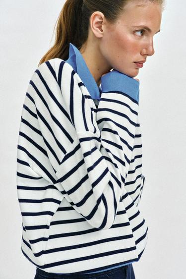 STRIPED KNIT POLO SHIRT - striped by Zara