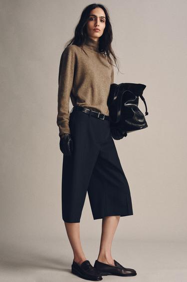 ZW COLLECTION STRIPED BERMUDA SHORTS - Navy blue by Zara