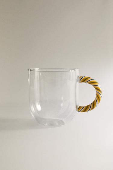 BOROSILICATE MUG WITH SPIRAL HANDLE - Green by Zara
