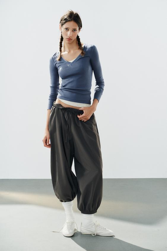 RIBBED LONG SLEEVE T-SHIRT - Blue / Indigo by Zara - Image 0