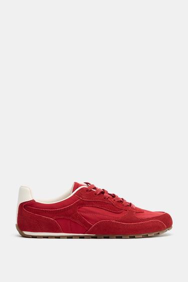 LEATHER TRAINERS - Red by Zara