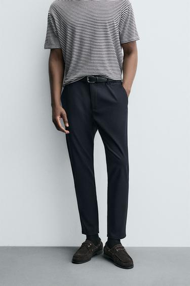 SLIM FIT COMFORT TROUSERS - Navy blue by Zara