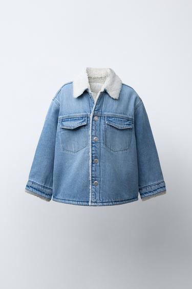 FAUX SHEARLING DENIM OVERSHIRT - Mid-blue by Zara