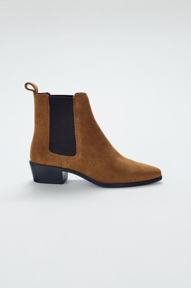 SPLIT SUEDE CHELSEA ANKLE BOOTS - Brown by Zara