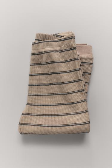 6-14 YEARS/ WAFFLE STRIPE PYJAMAS - camel by Zara