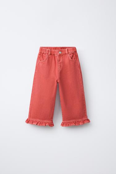 TWILL CULOTTES WITH RUFFLES - Red by Zara